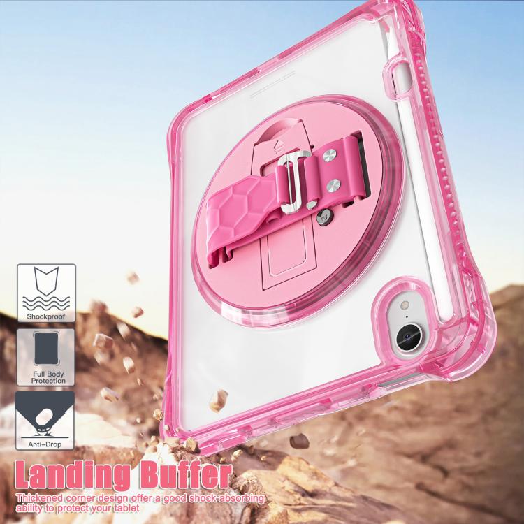 For iPad mini 2024 / mini 6 Rotation Grip Holder TPU Hybrid Clear PC Tablet Case