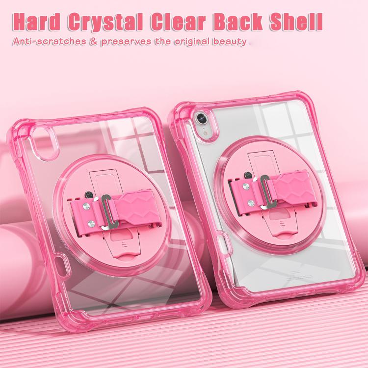 For iPad mini 2024 / mini 6 Rotation Grip Holder TPU Hybrid Clear PC Tablet Case