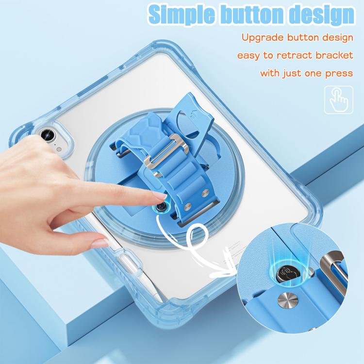 For iPad mini 2024 / mini 6 Rotation Grip Holder TPU Hybrid Clear PC Tablet Case