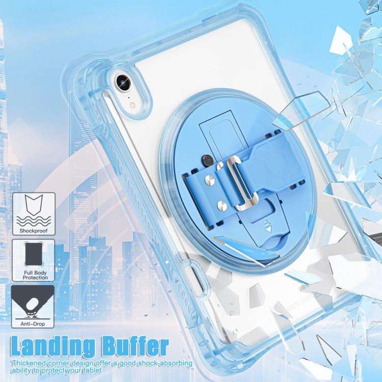 For iPad mini 2024 / mini 6 Rotation Grip Holder TPU Hybrid Clear PC Tablet Case