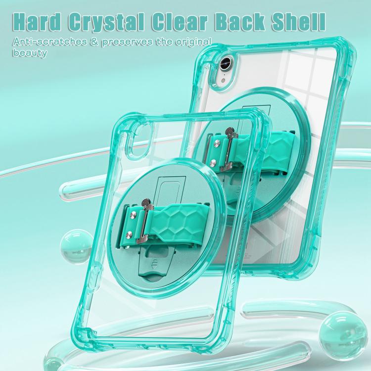 For iPad mini 2024 / mini 6 Rotation Grip Holder TPU Hybrid Clear PC Tablet Case