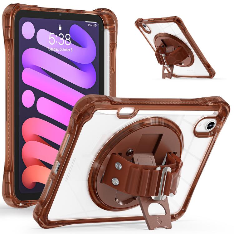 For iPad mini 2024 / mini 6 Rotation Grip Holder TPU Hybrid Clear PC Tablet Case