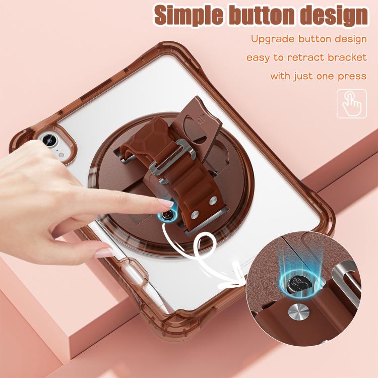 For iPad mini 2024 / mini 6 Rotation Grip Holder TPU Hybrid Clear PC Tablet Case