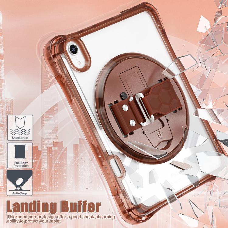 For iPad mini 2024 / mini 6 Rotation Grip Holder TPU Hybrid Clear PC Tablet Case