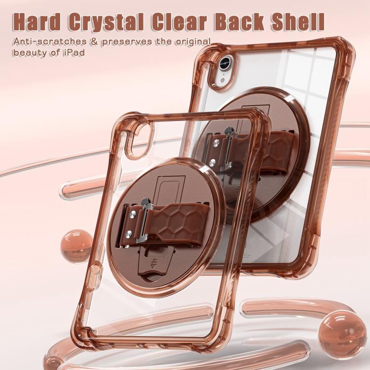 For iPad mini 2024 / mini 6 Rotation Grip Holder TPU Hybrid Clear PC Tablet Case
