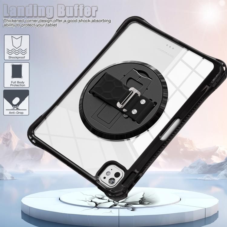 For iPad Pro 13 2025 / 2024 Rotation Grip Holder TPU Hybrid Clear PC Tablet Case
