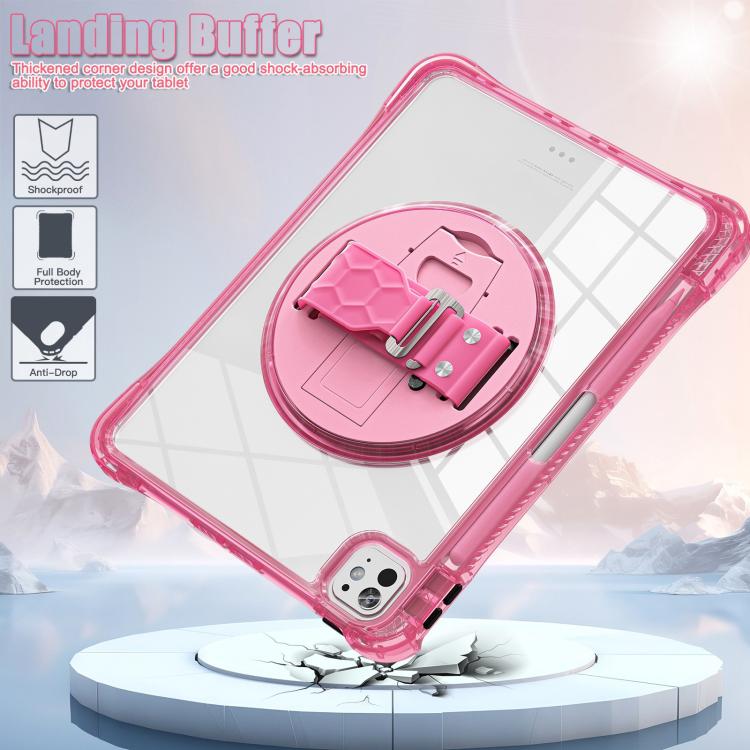For iPad Pro 13 2025 / 2024 Rotation Grip Holder TPU Hybrid Clear PC Tablet Case
