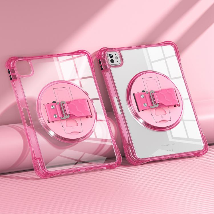 For iPad Pro 13 2025 / 2024 Rotation Grip Holder TPU Hybrid Clear PC Tablet Case