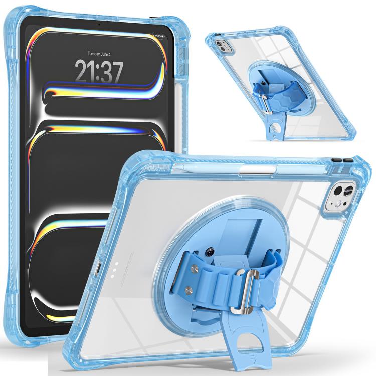 For iPad Pro 13 2025 / 2024 Rotation Grip Holder TPU Hybrid Clear PC Tablet Case