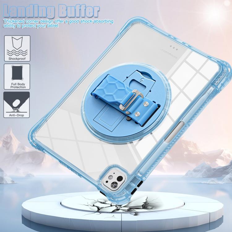 For iPad Pro 13 2025 / 2024 Rotation Grip Holder TPU Hybrid Clear PC Tablet Case