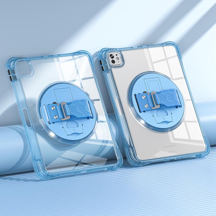 For iPad Pro 13 2025 / 2024 Rotation Grip Holder TPU Hybrid Clear PC Tablet Case