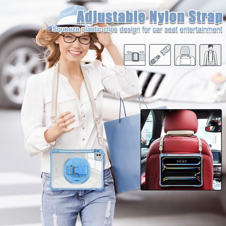 For iPad Pro 13 2025 / 2024 Rotation Grip Holder TPU Hybrid Clear PC Tablet Case