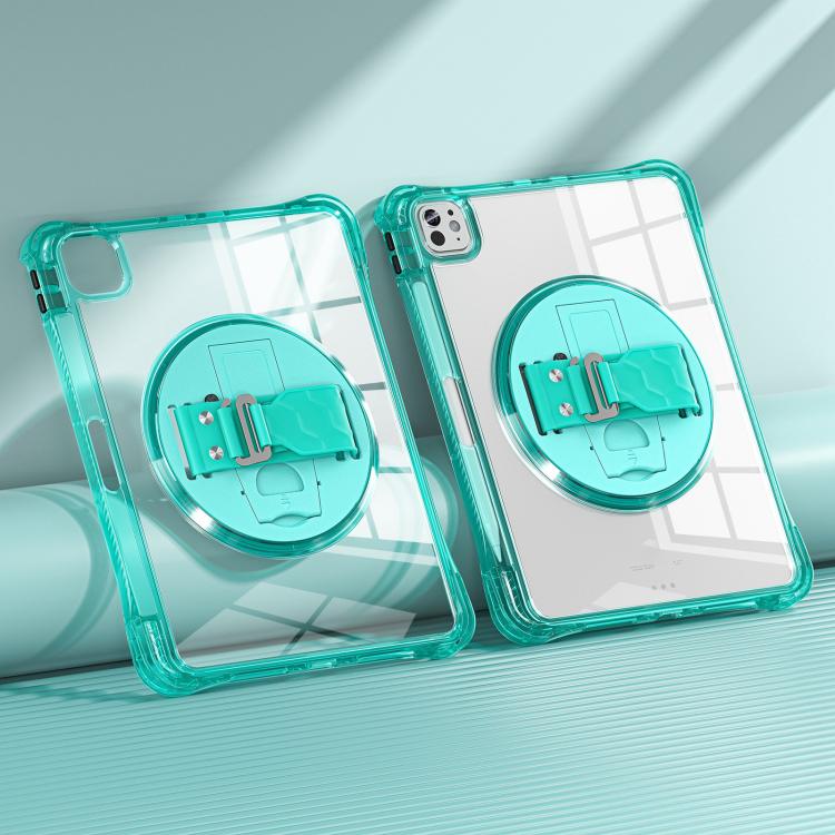 For iPad Pro 13 2025 / 2024 Rotation Grip Holder TPU Hybrid Clear PC Tablet Case