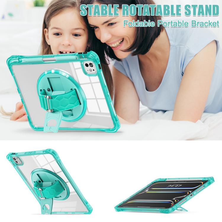 For iPad Pro 13 2025 / 2024 Rotation Grip Holder TPU Hybrid Clear PC Tablet Case