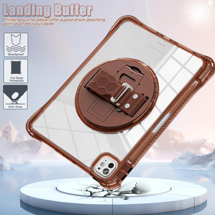 For iPad Pro 13 2025 / 2024 Rotation Grip Holder TPU Hybrid Clear PC Tablet Case