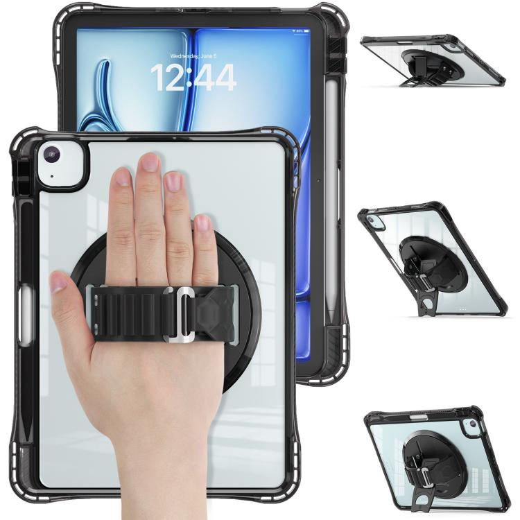 For iPad Air 13 2026 / 2025 / 2024 Rotation Grip Holder TPU Hybrid Clear PC Tablet Case