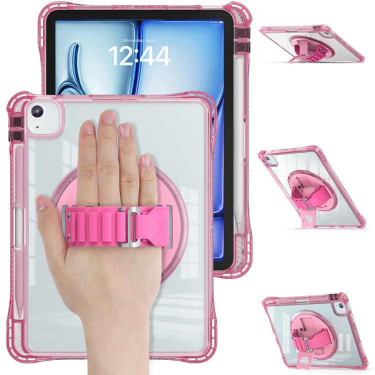 For iPad Air 13 2026 / 2025 / 2024 Rotation Grip Holder TPU Hybrid Clear PC Tablet Case