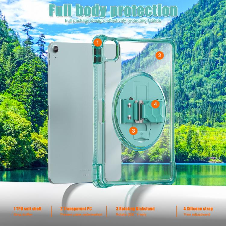 For iPad Air 13 2026 / 2025 / 2024 Rotation Grip Holder TPU Hybrid Clear PC Tablet Case