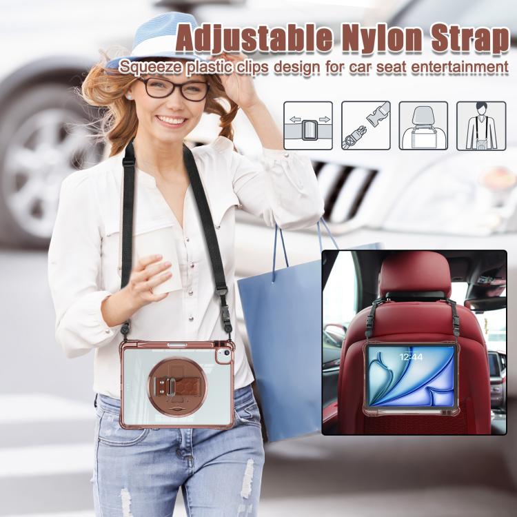 For iPad Air 13 2026 / 2025 / 2024 Rotation Grip Holder TPU Hybrid Clear PC Tablet Case