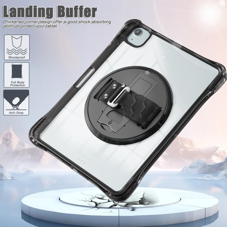 For iPad Air 11 2026 / 2025 / 2024 Rotation Grip Holder TPU Hybrid Clear PC Tablet Case