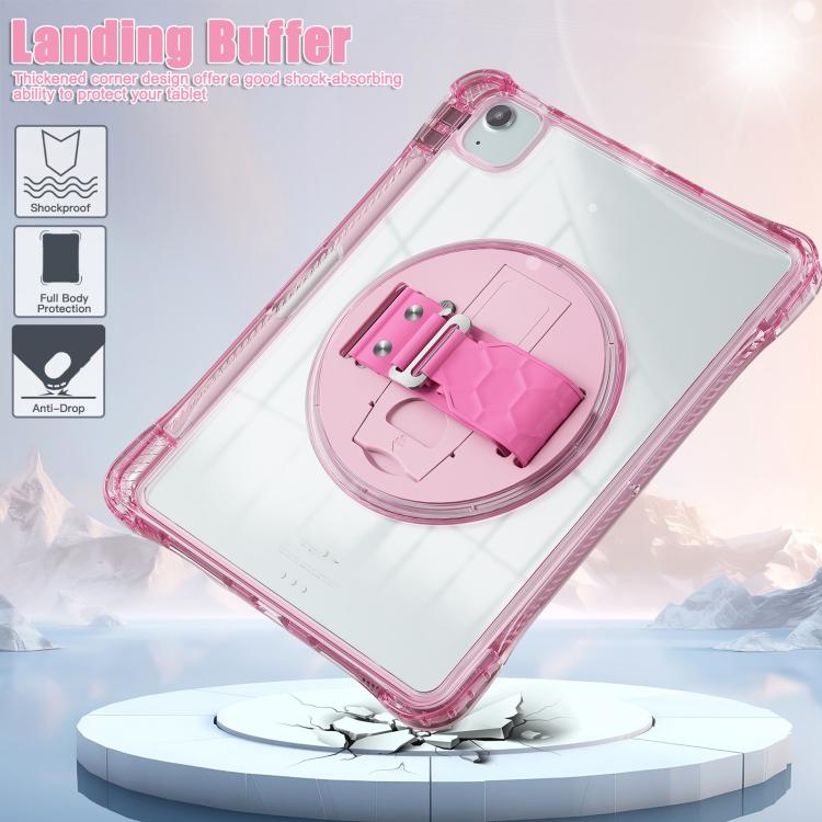For iPad Air 11 2026 / 2025 / 2024 Rotation Grip Holder TPU Hybrid Clear PC Tablet Case