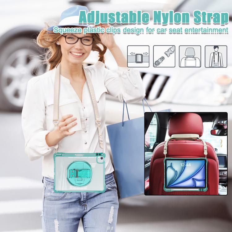 For iPad Air 11 2026 / 2025 / 2024 Rotation Grip Holder TPU Hybrid Clear PC Tablet Case