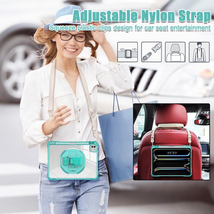 For iPad Pro 11 2025 / 2024 Rotation Grip Holder TPU Hybrid Clear PC Tablet Case