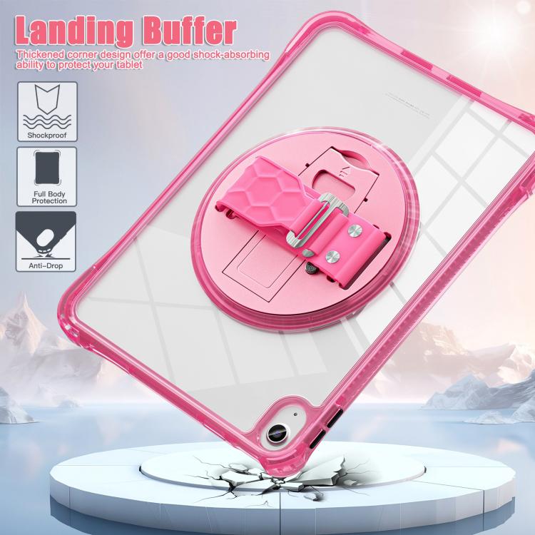 For iPad 2025 / 2022 Rotation Grip Holder TPU Hybrid Clear PC Tablet Case