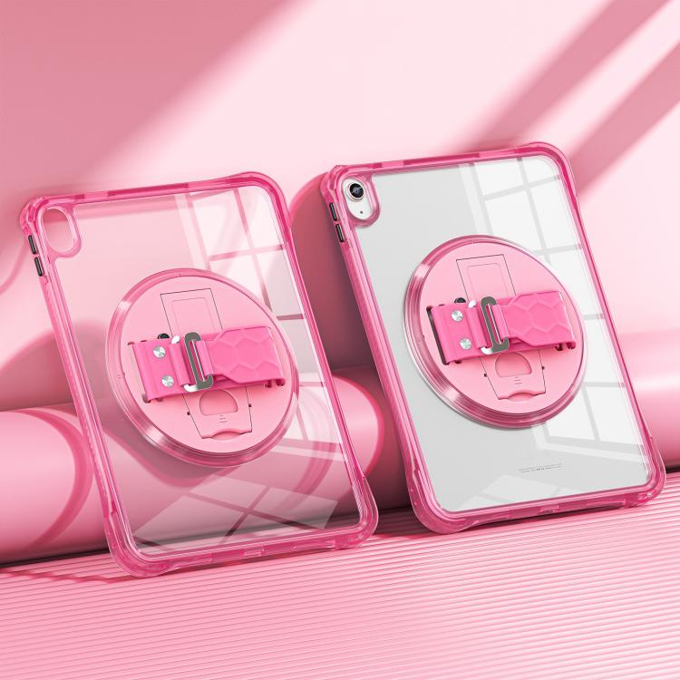 For iPad 2025 / 2022 Rotation Grip Holder TPU Hybrid Clear PC Tablet Case
