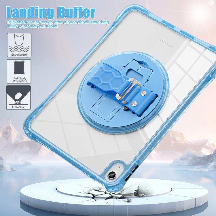 For iPad 2025 / 2022 Rotation Grip Holder TPU Hybrid Clear PC Tablet Case