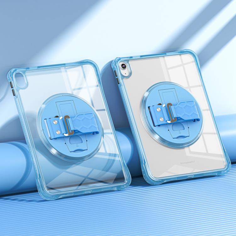 For iPad 2025 / 2022 Rotation Grip Holder TPU Hybrid Clear PC Tablet Case