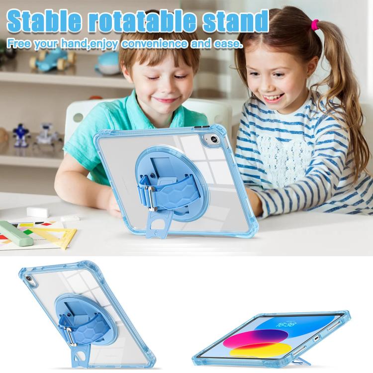 For iPad 2025 / 2022 Rotation Grip Holder TPU Hybrid Clear PC Tablet Case
