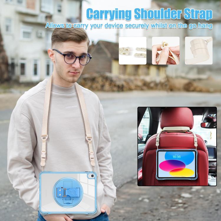 For iPad 2025 / 2022 Rotation Grip Holder TPU Hybrid Clear PC Tablet Case