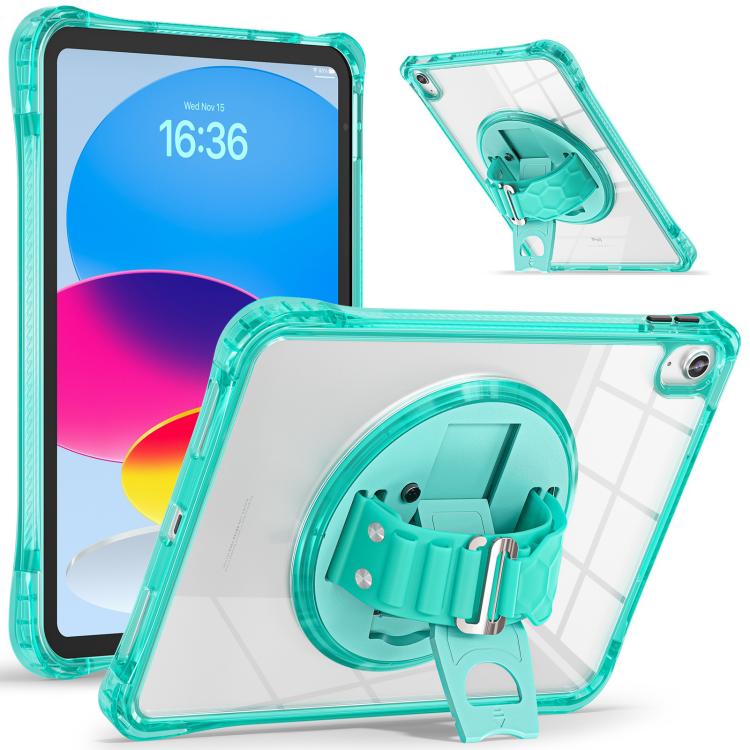 For iPad 2025 / 2022 Rotation Grip Holder TPU Hybrid Clear PC Tablet Case