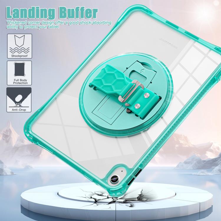 For iPad 2025 / 2022 Rotation Grip Holder TPU Hybrid Clear PC Tablet Case