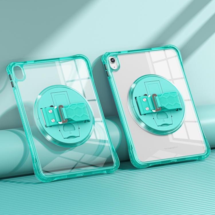 For iPad 2025 / 2022 Rotation Grip Holder TPU Hybrid Clear PC Tablet Case