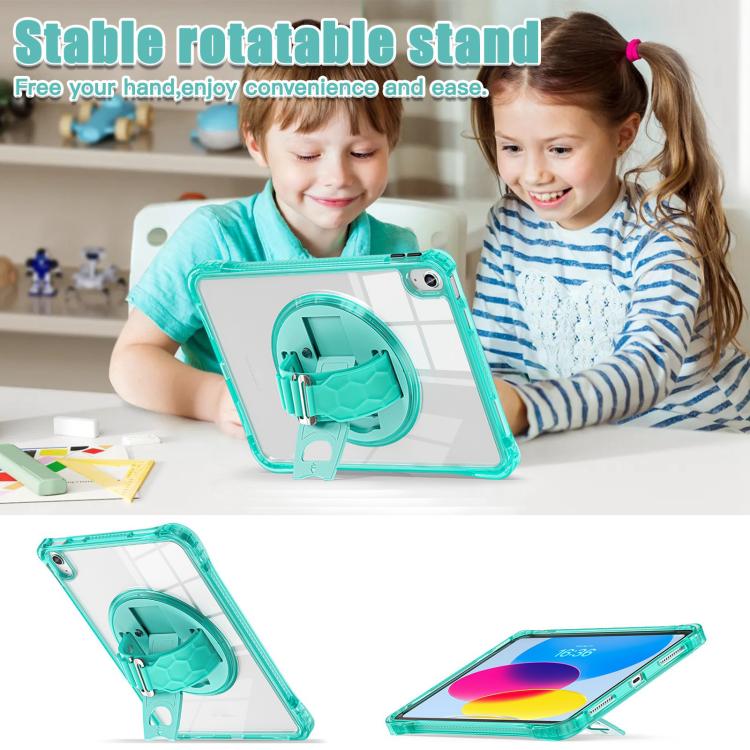For iPad 2025 / 2022 Rotation Grip Holder TPU Hybrid Clear PC Tablet Case
