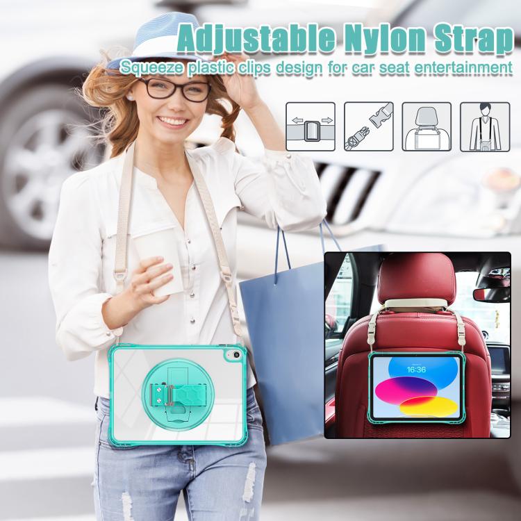 For iPad 2025 / 2022 Rotation Grip Holder TPU Hybrid Clear PC Tablet Case