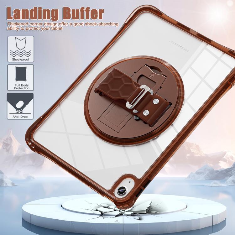 For iPad 2025 / 2022 Rotation Grip Holder TPU Hybrid Clear PC Tablet Case