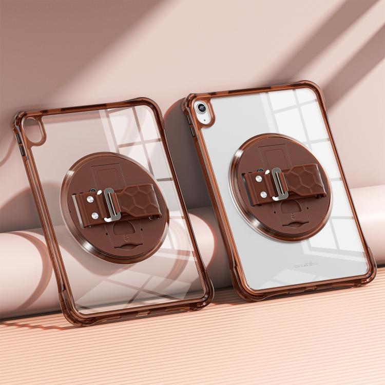 For iPad 2025 / 2022 Rotation Grip Holder TPU Hybrid Clear PC Tablet Case