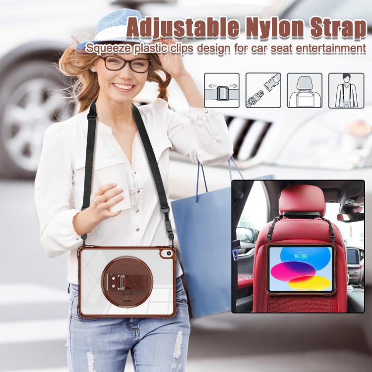 For iPad 2025 / 2022 Rotation Grip Holder TPU Hybrid Clear PC Tablet Case