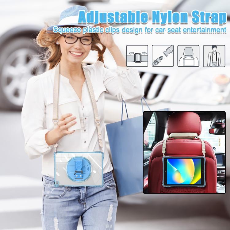 For iPad 10.2 2021 / 2020 / 2019 Rotation Grip Holder TPU Hybrid Clear PC Tablet Case
