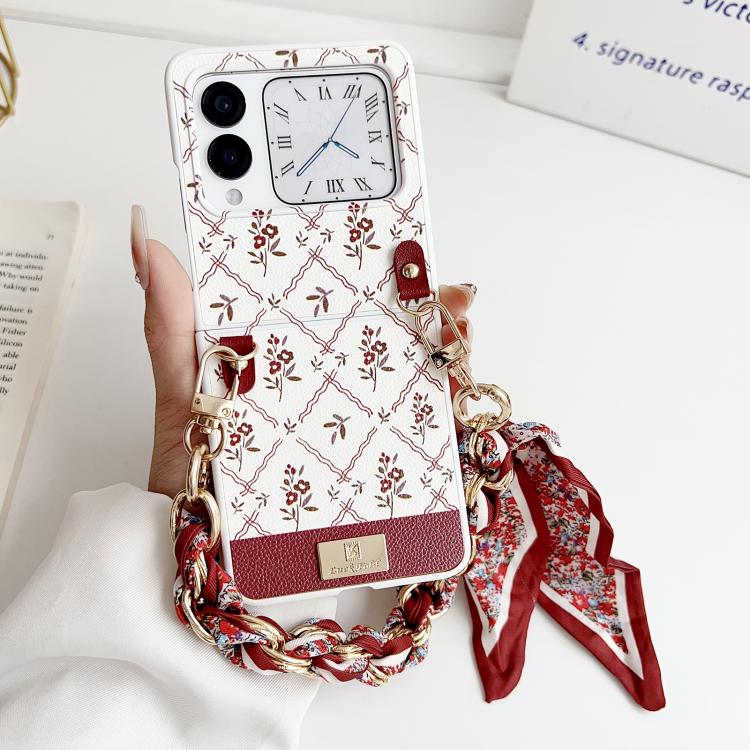 For Huawei Nova Flip Luck Flower Pattern TPU Phone Case With Strap