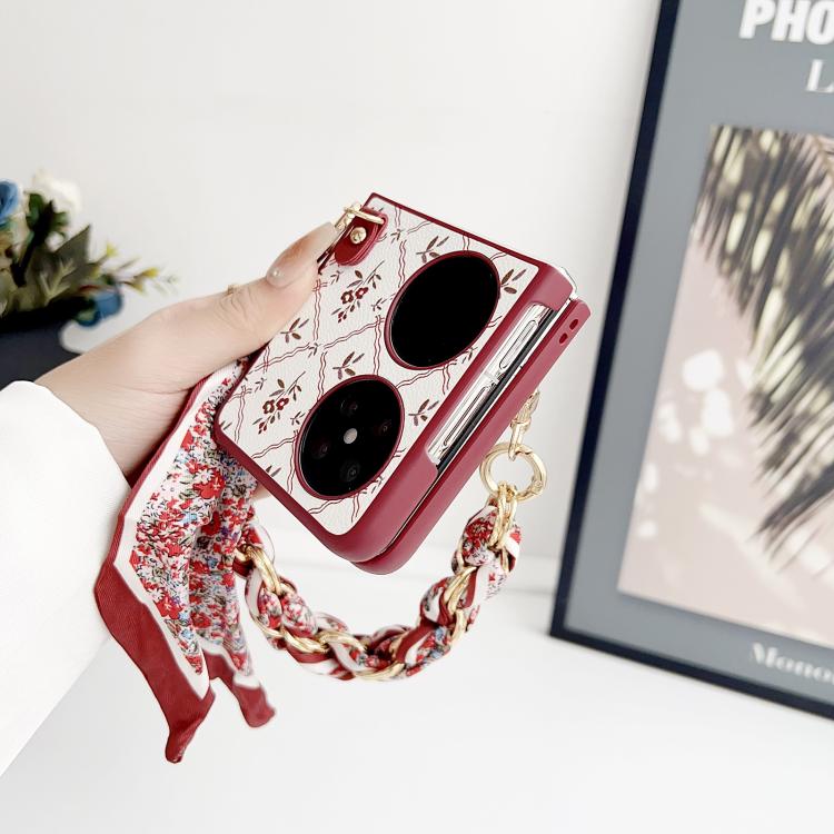 For Huawei Pocket 2 Luck Flower Pattern TPU Phone Case With Strap