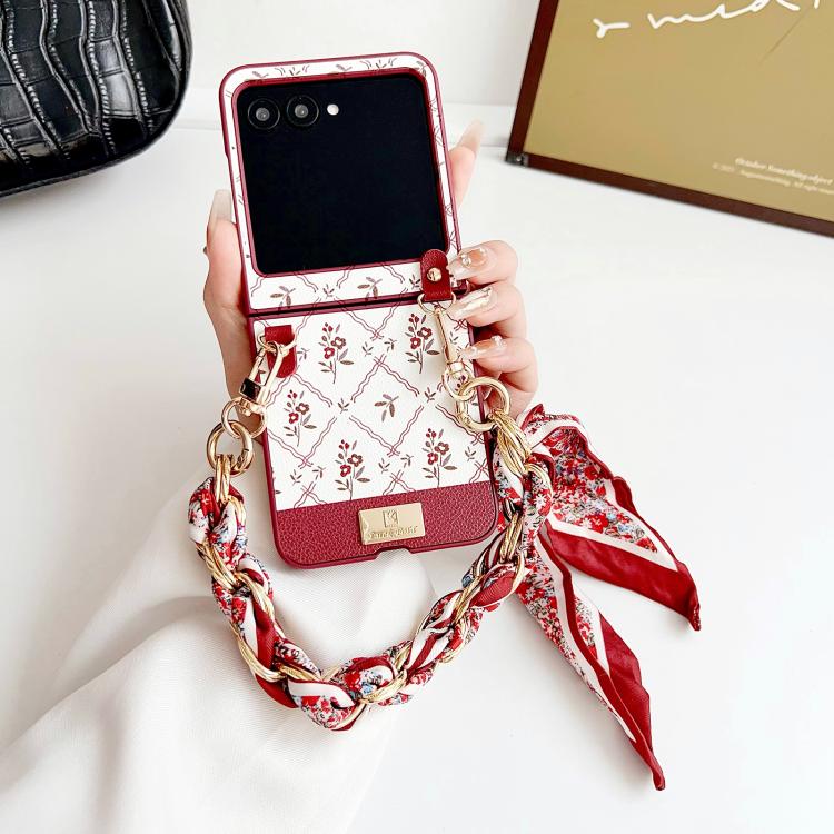 For Motorola Razr 50 Luck Flower Pattern TPU Phone Case With Strap