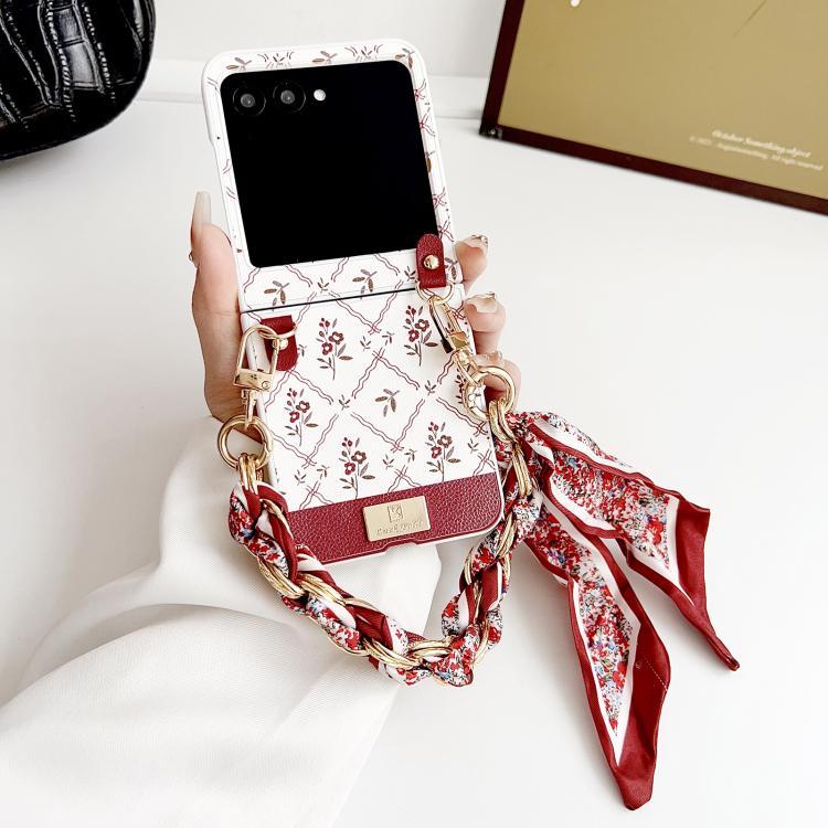 For Motorola Razr 50 Luck Flower Pattern TPU Phone Case With Strap