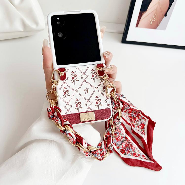For Xiaomi Mix Flip Luck Flower Pattern TPU Phone Case With Strap