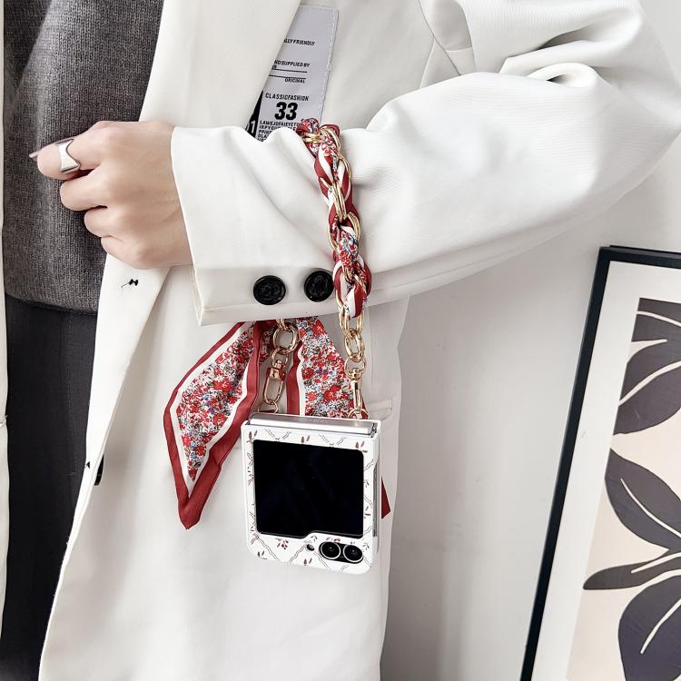 For Samsung Galaxy Z Flip5 Luck Flower Pattern TPU Phone Case With Strap