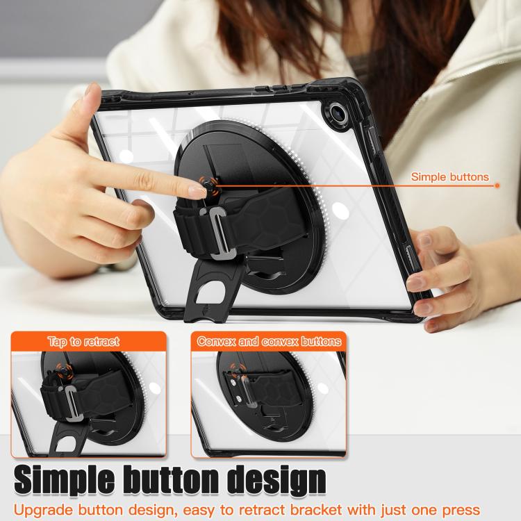 For Samsung Galaxy Tab A9+ Rotation Grip Holder TPU Hybrid Clear PC Tablet Case