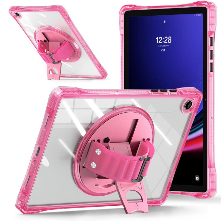 For Samsung Galaxy Tab A9+ Rotation Grip Holder TPU Hybrid Clear PC Tablet Case